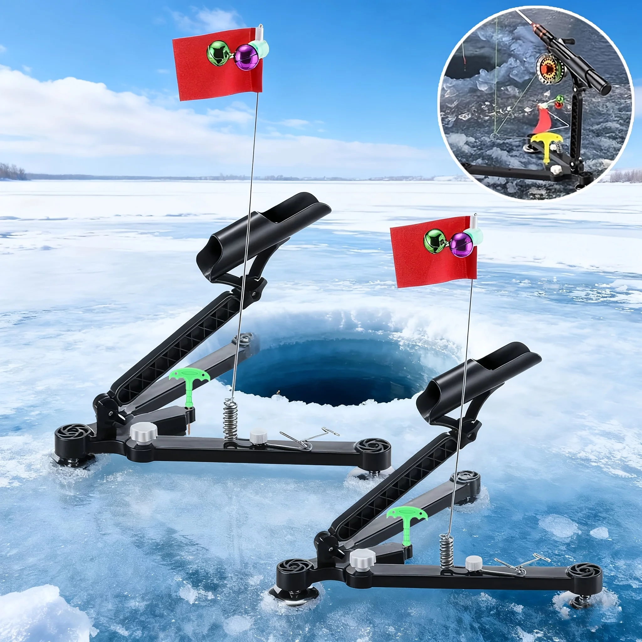 1 juego de soporte para caña d - Ice Fishing Tip Up reseña y precio